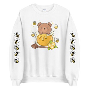 Kawaii Bear Sweatshirt | Printed Sleeves | Harajuku Fashion | Cottagecore Clothes | Yume Kawaii | Bee Sweatshirt | Anime Aesthetic Hoodie