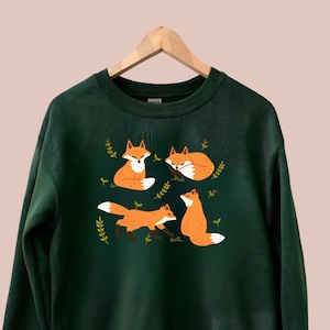 Forest Fox Crewneck Sweater | Woodland Creature Sweatshirt | Unisex Cozy Magical Sweater
