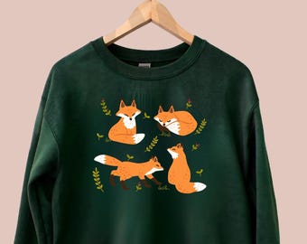 Forest Fox Crewneck Sweater | Woodland Creature Sweatshirt | Unisex Cozy Magical Sweater