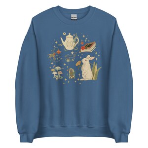 Cottagecore Whimsical Sweatshirt Rabbit Longsleeve Forest Aesthetic Nature Girl Shirt Mushroom Sweatshirt Book lover gift Fairycore Clothing