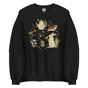Cottagecore Whimsical Sweatshirt Rabbit Longsleeve Forest Aesthetic Nature Girl Shirt Mushroom Sweatshirt Book lover gift Fairycore Clothing