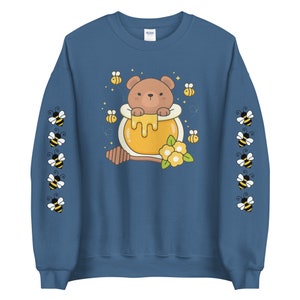 Kawaii Bear Sweatshirt | Printed Sleeves | Harajuku Fashion | Cottagecore Clothes | Yume Kawaii | Bee Sweatshirt | Anime Aesthetic Hoodie
