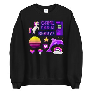 Game Over Sweatshirt Vaporwaver Hoodie Pastel Goth Clothing Kawaii Clothing Pastel Goth Sweatshirt Pixel Art Harajuku Crewneck Fairy Kei Top