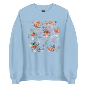Snail Sweatshirt | Whimsical Snail with Mushrooms Sweater | Cottage Core Sweater | alt clothing | Fairycore |Goblincore Crewneck |Snail Gift