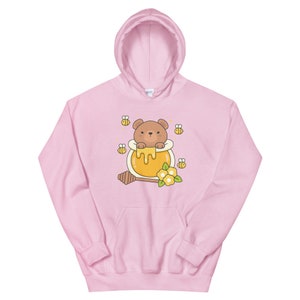 Kawaii Bear and Bees Hoodie - Sweet Honey Design Cute Bear Pullover Kawaii Hoodie Harajuku Fashion Cottagecore Sweater JFashion Teddy Bear