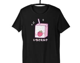 Aardbeienmelk shirt aardbei kawaii T-shirt harajuku graphic tee Japanse esthetische top foodie shirt pastel kawaii esthetische anime minnaar