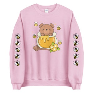 Kawaii Bear Sweatshirt | Printed Sleeves | Harajuku Fashion | Cottagecore Clothes | Yume Kawaii | Bee Sweatshirt | Anime Aesthetic Hoodie