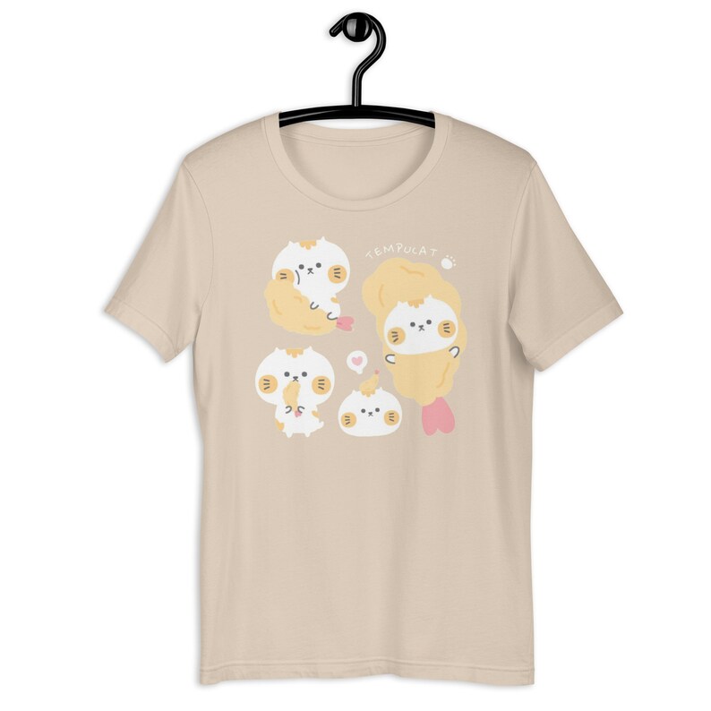 Tempurra Cat Shirt Kawaii Cat Shirt Asian Food Pun Shirt Gift for Foodie Harajuku Fashion Cartoon Graphic Tee Kawaii Clothing JFashion Shirt