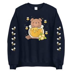 Kawaii Bear Sweatshirt | Printed Sleeves | Harajuku Fashion | Cottagecore Clothes | Yume Kawaii | Bee Sweatshirt | Anime Aesthetic Hoodie