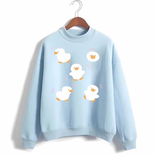 Kawaii Duck Sweatshirt Cute Duck Sweater Pastel Goth Hoodie Harajuku Longsleeve JFashion Clothing Fairy Kei Clothes Yume Kawaii Pullover Top