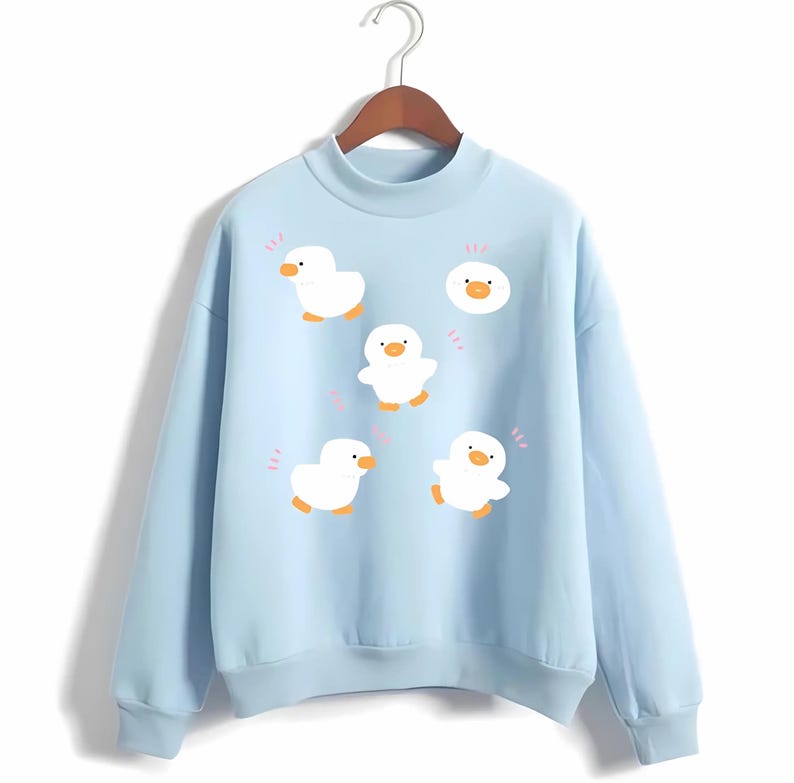 Kawaii Duck Sweatshirt Cute Duck Sweater Pastel Goth Hoodie Harajuku Longsleeve JFashion Clothing Fairy Kei Clothes Yume Kawaii Pullover Top