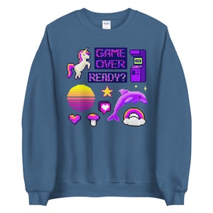 Game Over Sweatshirt Vaporwaver Hoodie Pastel Goth Clothing Kawaii Clothing Pastel Goth Sweatshirt Pixel Art Harajuku Crewneck Fairy Kei Top