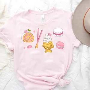 Japanese Food Shirt |  Taiyaki Tshirt | Anime Foodie | Kawaii Fashion | Harajuku Tee | Pocky TShirt | Pink Kawaii Crewneck | Sakura |