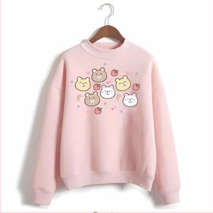 Cute Bears Sweatshirt Kawaii Strawberry Sweater Pastel Aesthetic Harajuku Hoodie Pastel Goth Sweater Kidcore Yume Kawaii Stars Hoodie Lolita