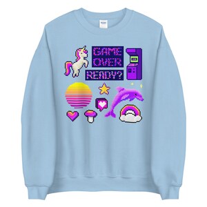 Game Over Sweatshirt Vaporwaver Hoodie Pastel Goth Clothing Kawaii Clothing Pastel Goth Sweatshirt Pixel Art Harajuku Crewneck Fairy Kei Top