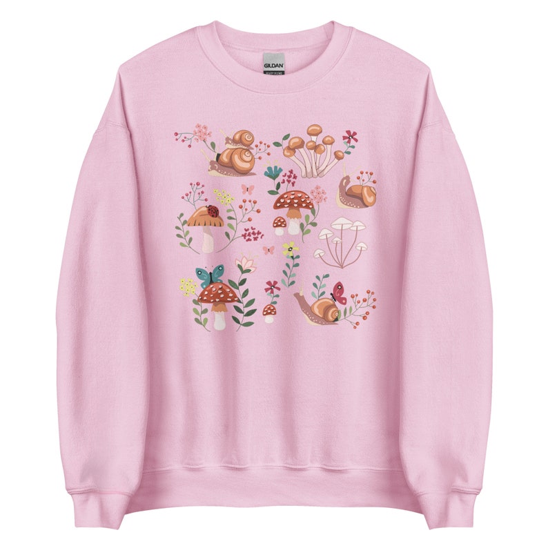 Snail Sweatshirt | Whimsical Snail with Mushrooms Sweater | Cottage Core Sweater | alt clothing | Fairycore |Goblincore Crewneck |Snail Gift