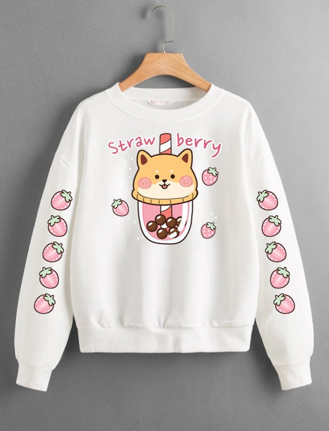 Pastel Goth Harajuku Fashion Kawaii Clothes Soft Crewneck Long Sleeve Comic  Print Sweet Crit Sweatshirt