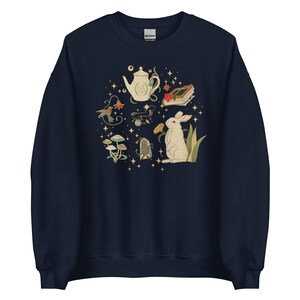 Cottagecore Whimsical Sweatshirt Rabbit Longsleeve Forest Aesthetic Nature Girl Shirt Mushroom Sweatshirt Book lover gift Fairycore Clothing
