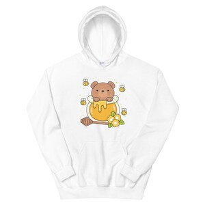 Kawaii Bear and Bees Hoodie - Sweet Honey Design Cute Bear Pullover Kawaii Hoodie Harajuku Fashion Cottagecore Sweater JFashion Teddy Bear