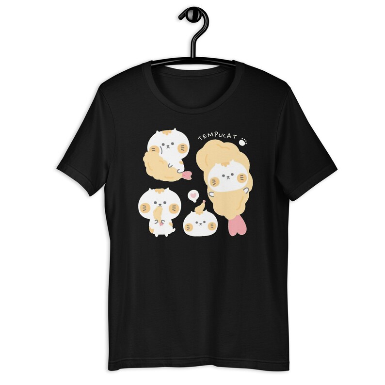 Tempurra Cat Shirt Kawaii Cat Shirt Asian Food Pun Shirt Gift for Foodie Harajuku Fashion Cartoon Graphic Tee Kawaii Clothing JFashion Shirt