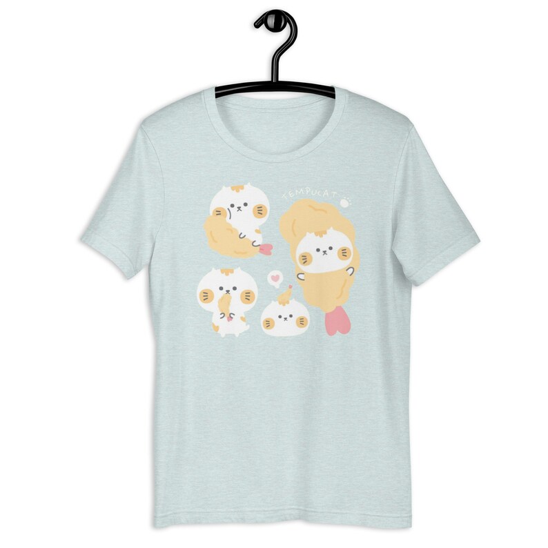 Tempurra Cat Shirt Kawaii Cat Shirt Asian Food Pun Shirt Gift for Foodie Harajuku Fashion Cartoon Graphic Tee Kawaii Clothing JFashion Shirt