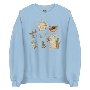 Cottagecore Whimsical Sweatshirt Rabbit Longsleeve Forest Aesthetic Nature Girl Shirt Mushroom Sweatshirt Book lover gift Fairycore Clothing