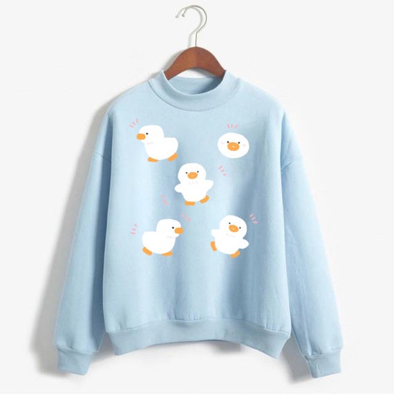 Kawaii Duck Sweatshirt Cute Duck Sweater Pastel Goth Hoodie Harajuku  Longsleeve Jfashion Clothing Fairy Kei Clothes Yume Kawaii Pullover Top 