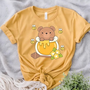 Kawaii Bear Shirt Honey Bear TShirt Pastel Kawaii Clothing Yume Kawaii Cute Bee and Honey Tee Kawaii Hoodie Pastel Goth T-Shirt JFashion Top