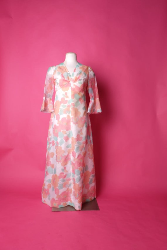 1970’s Floral Polyester Dress - image 1