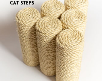 Set of 6 Cat Steps for wall, big climbing stairs, climbing post for large cats, cat tree, sisal scratcher, cat condo, cat wall shelves
