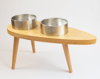 Double Yeti Raised Dog Bowl Stand || Elevated Pet Bowl Feeder || Mid Century Modern Dog Feeder || Big Dog Food Stand || Dog Feeding Station