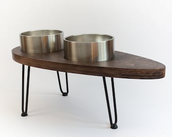 Double Yeti Raised Dog Bowl Stand || Elevated Pet Bowl Feeder || Mid Century Modern Dog Feeder || Dog Food Stand || Dog Feeding Station