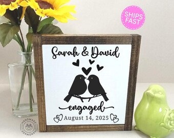 Engaged Personalized Gift Custom Engagement Sign Wood Engaged Custom Engaged Gift Engagement Gift Engagement Date Marriage Gift for Couple