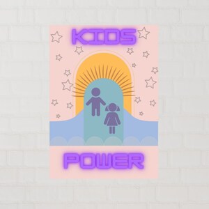 Kids Power Print, Poster, Boy Girl Room Art Bedroom Art Child Art Quote Print, House Warming Digital Download Wall Art, Gift, Blue, Postcard