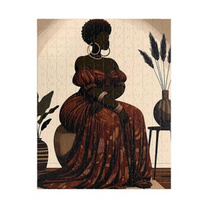 Regal African Tapestry Portrait Puzzle | Jigsaw Puzzle | Afrocentric Art | Adult Puzzles | Black Art | Anxiety Relief | Women Puzzles