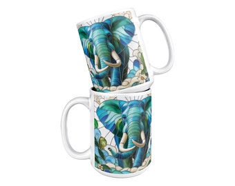 Stained Glass Elephant Mug | Elephant Gifts | Elephant Lover| Coffee Lover Gift | Tea Lover Mug | Mug for Mom | Mug Gift | Couple Gift