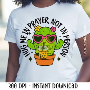 Cactus PNG "La fe sobre el miedo" / Clipart de Boba Kawaii / Sublimación de salud mental / Arte curativo / Apoyo emocional / Arte mural de cactus / Arte de taza