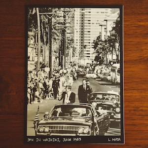 Vintage Hawaiian Postcard - JFK in Hawaii - Old Hawaii - Black and White Postcard
