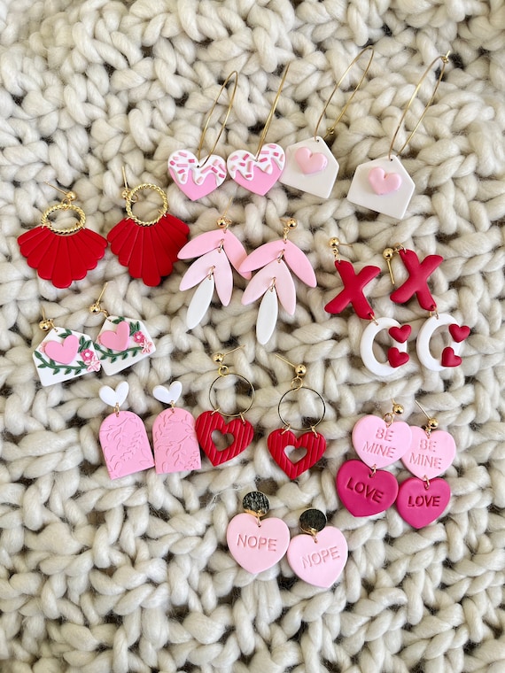 Valentine s Day Earrings Clay Earrings Jewelry Gifts for Her