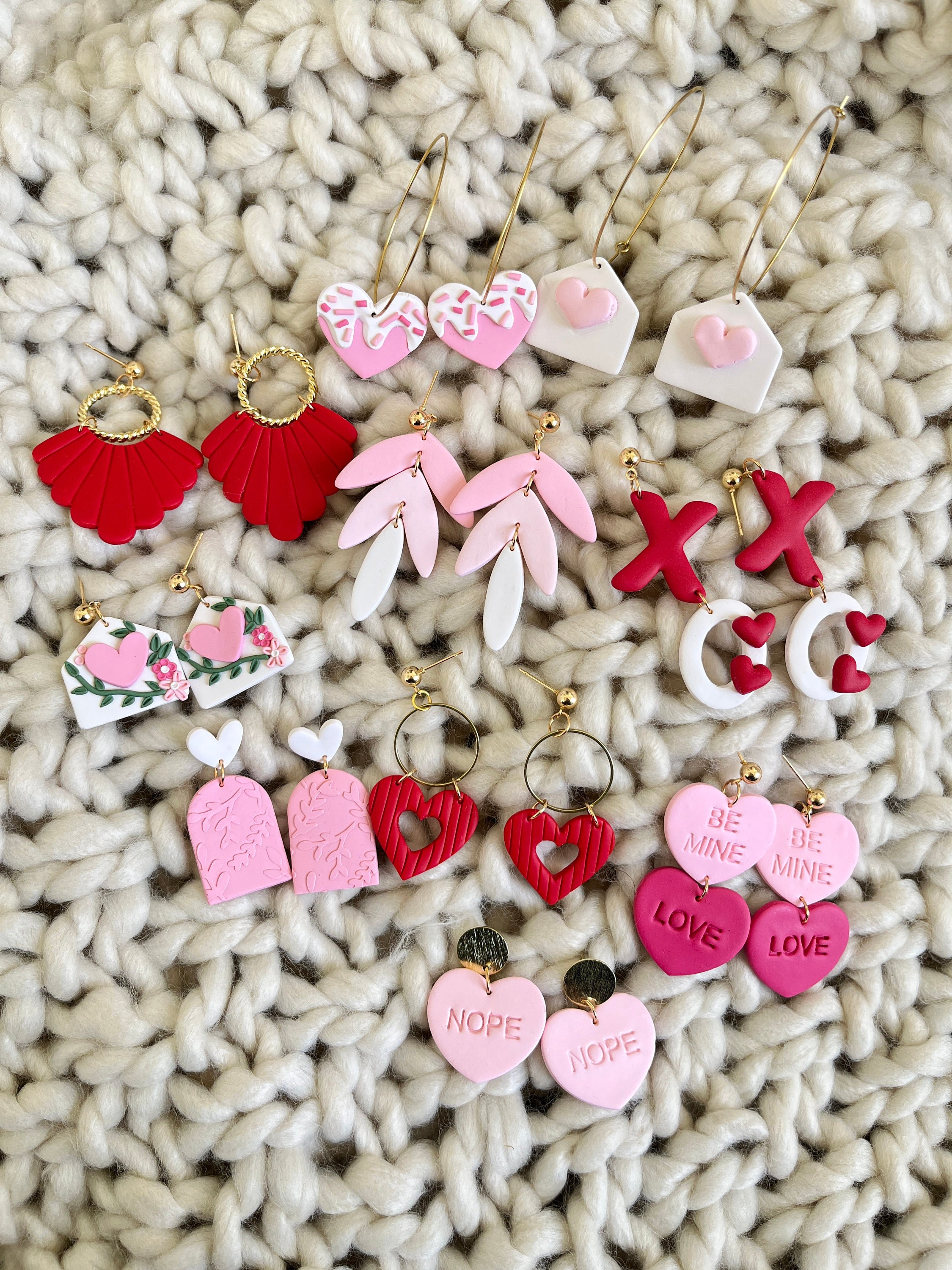 Valentines clay earrings deals