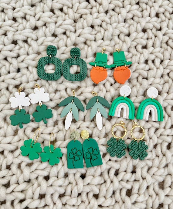 St. Patrick's Day Earrings - Clay Earrings - Jewelry Gifts
