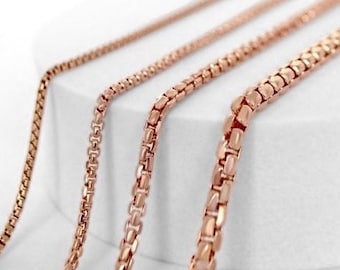 14K Round Box Gold Chain Necklace | Rose Gold Round Box Link Chain Necklace | Dainty Box Chain | Ladies Gold Chain Necklace | Gift for her