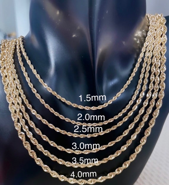 14k Rope Chain Necklace 14K Gold Rope Necklace Ladies Gold