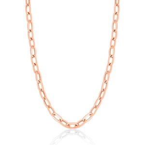 14k Rose Gold Fancy Paperclip Chain Necklace | Paperclip Chain | Rose Gold Dainty Italian Paperclip | Paperclip Link Chain  - 4.0mm