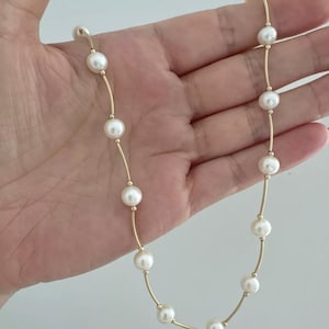 ブレスレット LESS IS MORE 14K gold field 4mm pearl necklace Naturel Pearl Necklace 14K Solid Gold / Tiny 4mm Beaded