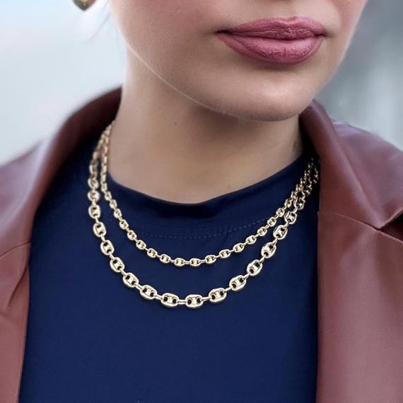 Collana a catena in oro 14k: larghezza 4,30 mm, oro massiccio - Italia