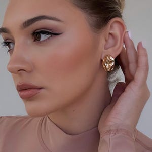 Fancy Chunky Stud Earrings | Gold Plated Stud Earrings | Chunky Earrings | Bold Statement Earrings | Anti-Tarnish Gold-plated Earrings