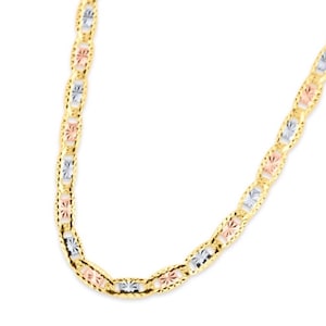 14K Gold Tricolor Dainty Chain Necklace | Valentino Necklace | 14K Gold Valentino Chain | 14K Tri Color Gold Chain | Ladies Gold Chain