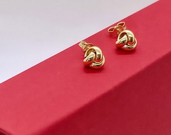 Real Gold Stud Earrings, Dainty Stud Earrings 10k, Love Knot Stud Earrings