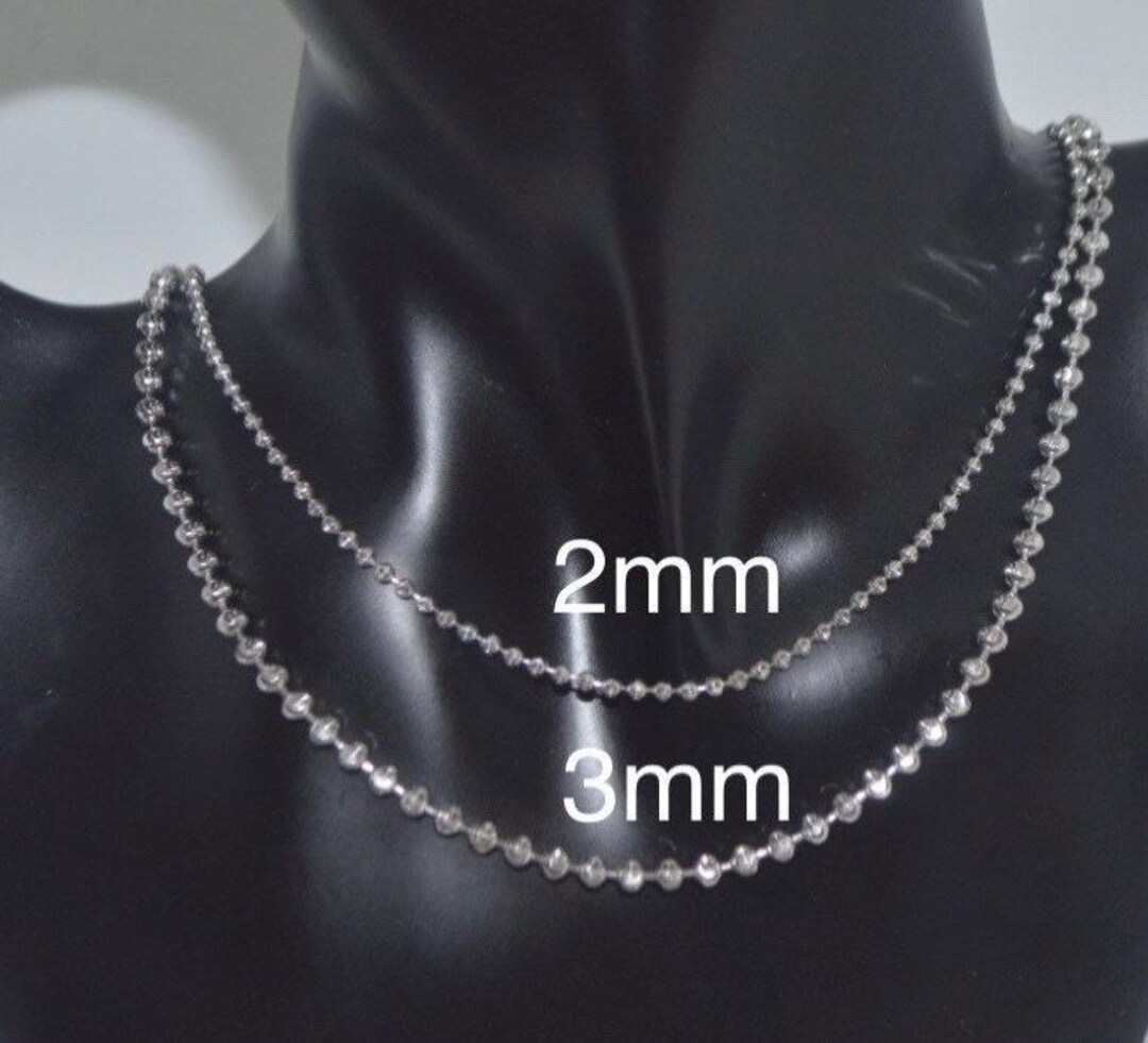14K White Gold ball bead chain Necklace